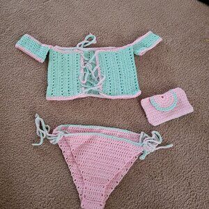 Minty pink 2pc swimsuit